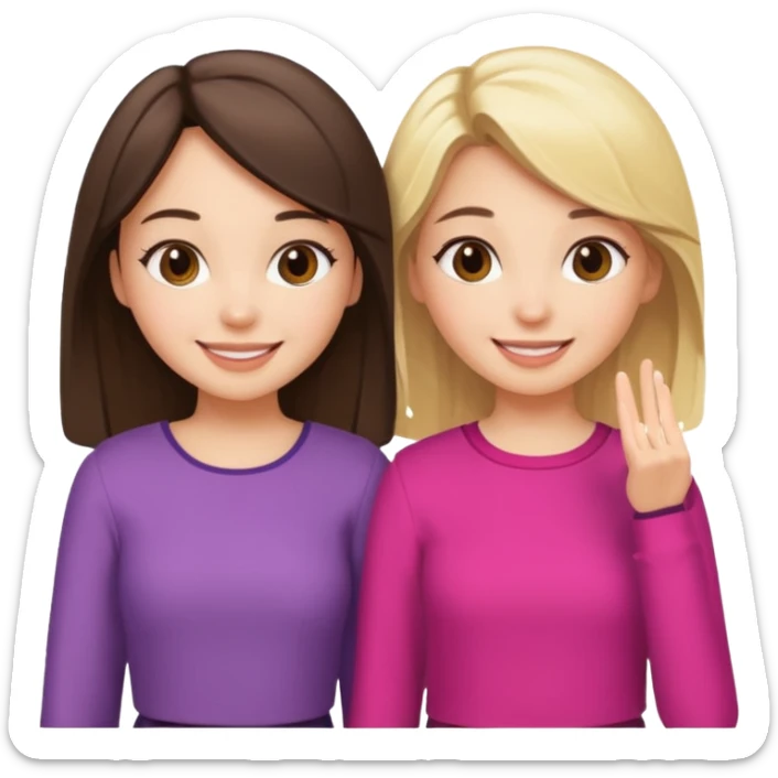 a brunette girl and a blonde girl in cute outfits smiling friends sticker