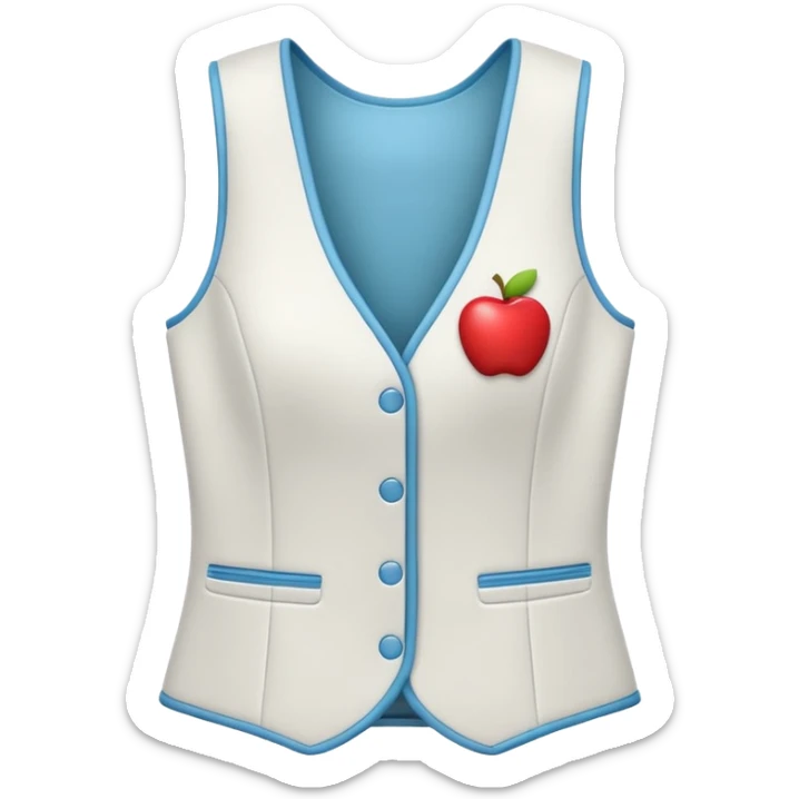 Apple-style 3D emoji of a women’s vest, sleeveless, fitted design, stylish cut, light fabric texture, feminine look, no background sticker