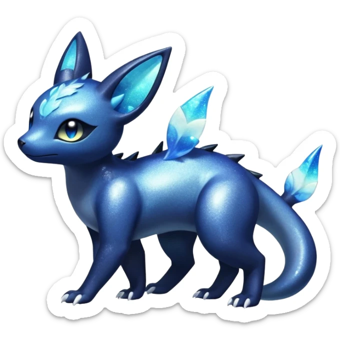 Shiny icy iridescent Nebulae Salandit-Meowstic-Umbreon-Fakémon-hybrid-creature (full body)  sticker