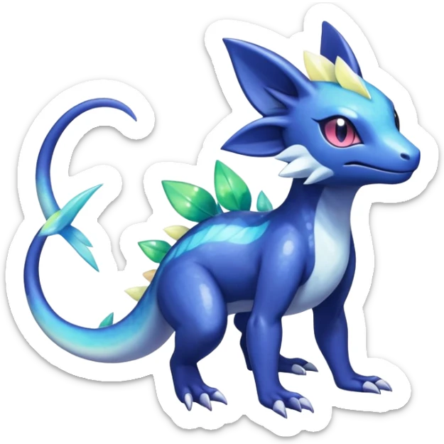 Rainbow crystalic Shiny pastel Salandit-Meowstic-Noibat-Fakémon-hybrid-creature (full body)  sticker