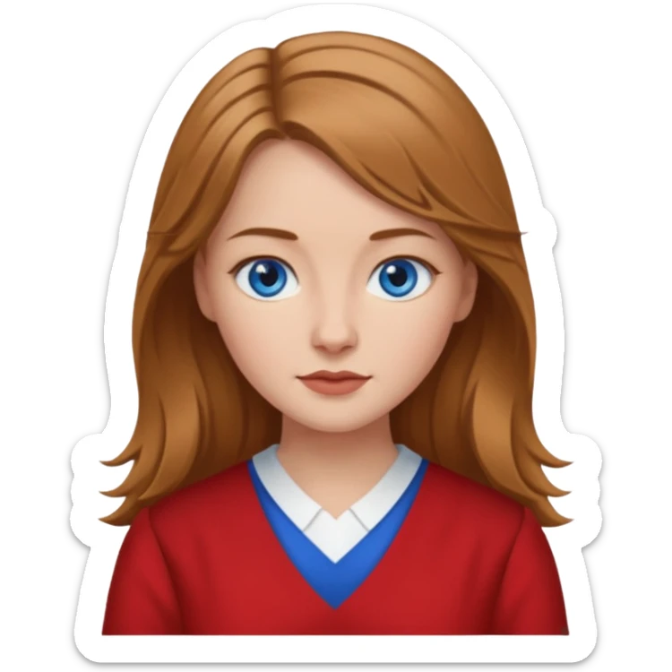 female with scottish red attire and dark blonde hair and blue eyes sticker