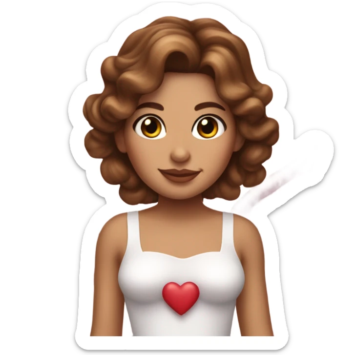 Woman with brown wavy hair , brown eyes , beauty mark like cindy crawford , dressed like cupid flying  sticker