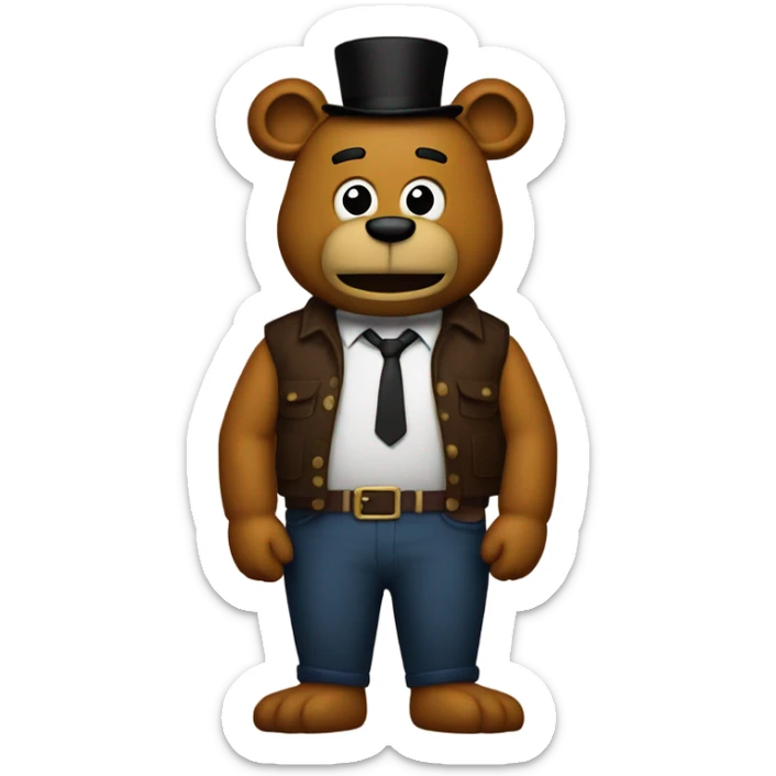 Freddy fazbear with all his body parts swapped in all the wrong places sticker