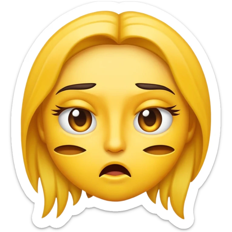 hazme un emoji de cara amarilla con una expresion de desagrado y añadele algo mas sticker