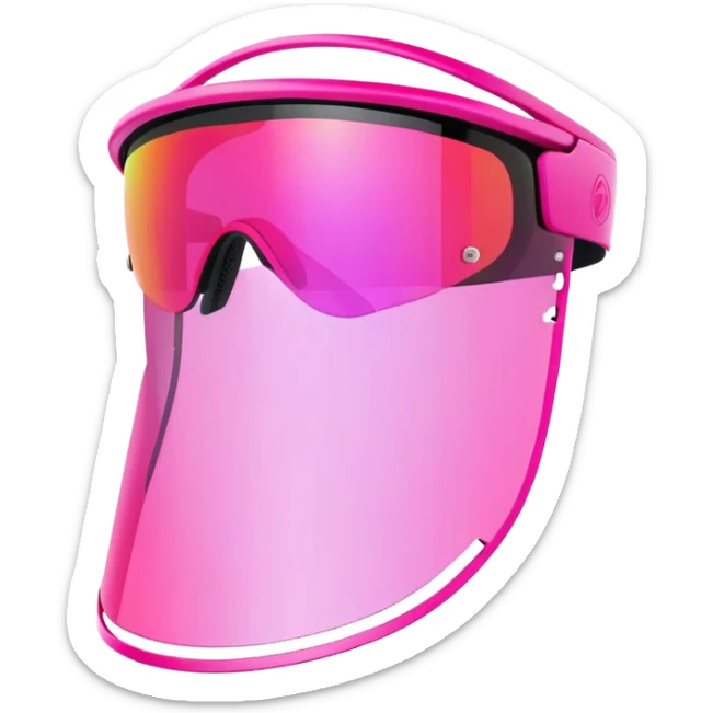 sporty pink shield visor sunglasses with neon pink one-piece lens, athletic futuristic design sticker