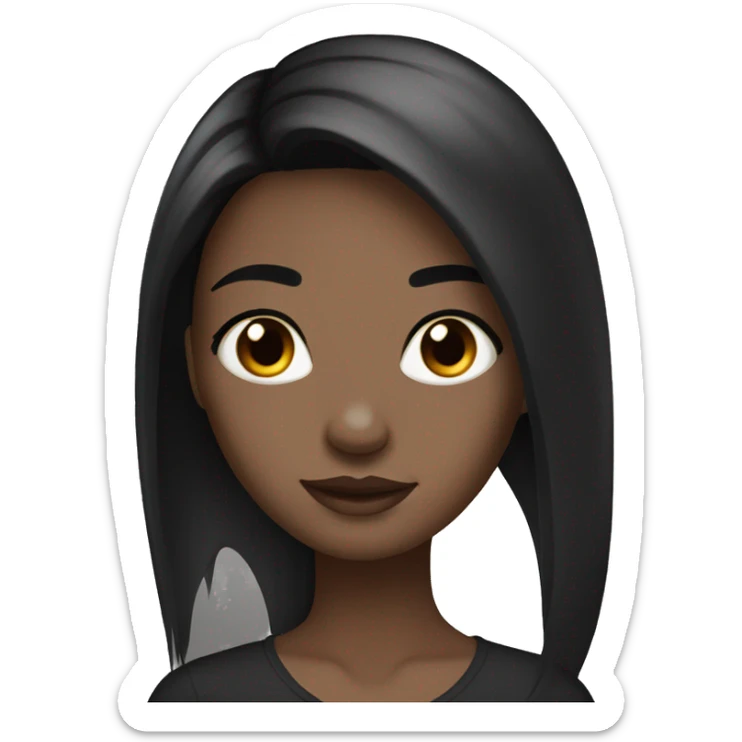 Gorgeous , white skin  , black haired girl with straight long hair  sticker