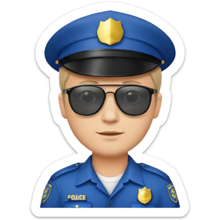 man police with hair style and hats and sun glasses sticker