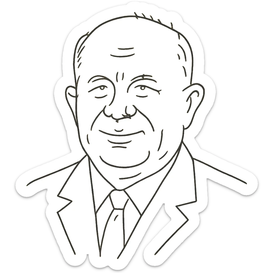 hand-drawn outlined portrait of Nikita Khrushchev sticker