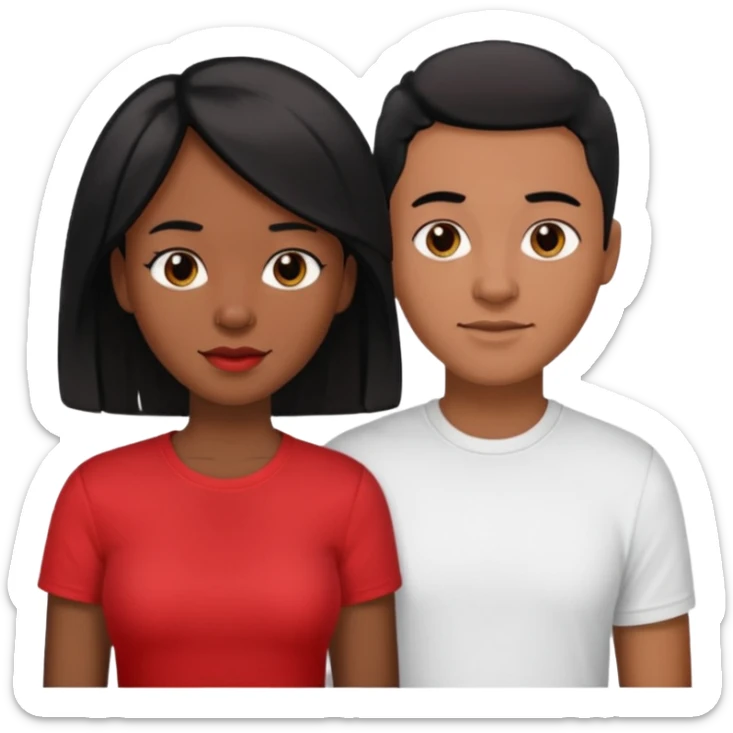 Black lesbian couple with one masculine with short haircut with a t shirt and one feminine with long hair in a blouse sticker