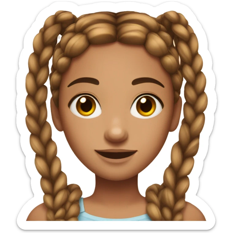 Girl with two frayed brown french braids, hazel eyes  and freckles sticker