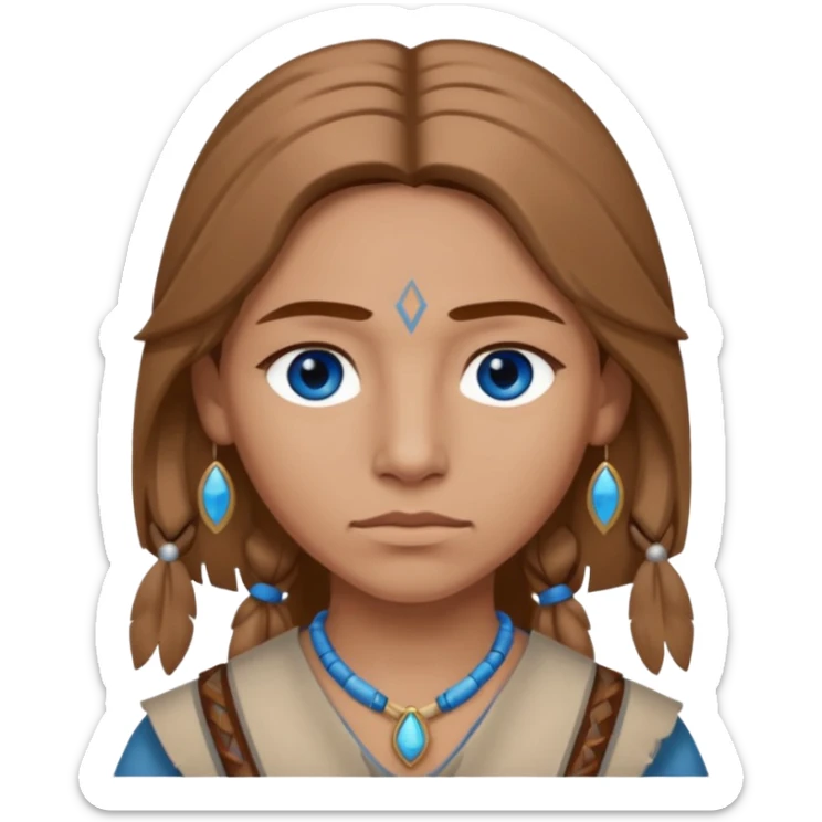 can you make a pale native American emoji with light brown hair and blue eyes  sticker