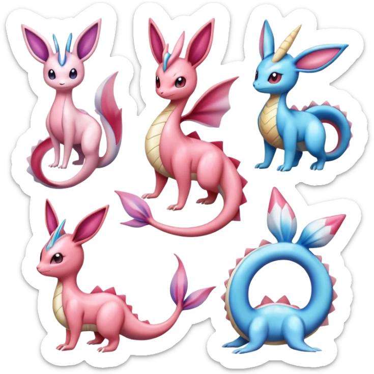 Shiny Milotic-Sylveon-Espeon-Vaporeon-Dragonair-Pokémon full body sticker