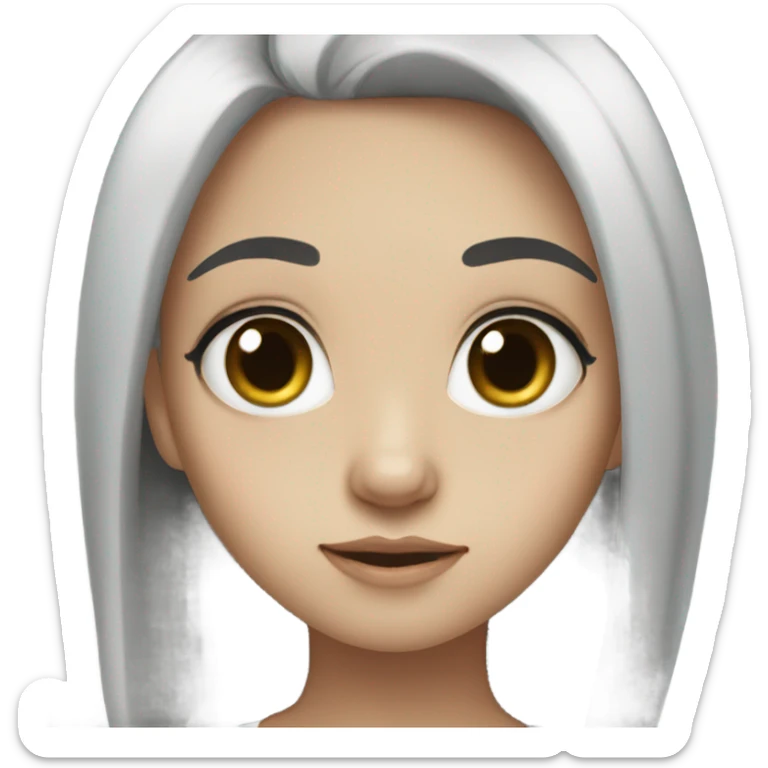 Girl, cute , big eyes , black hair, white skin sticker