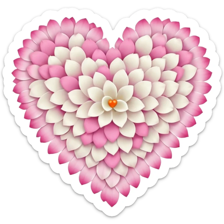halloween s heart, heart made of white halloween petals with pink accents sticker