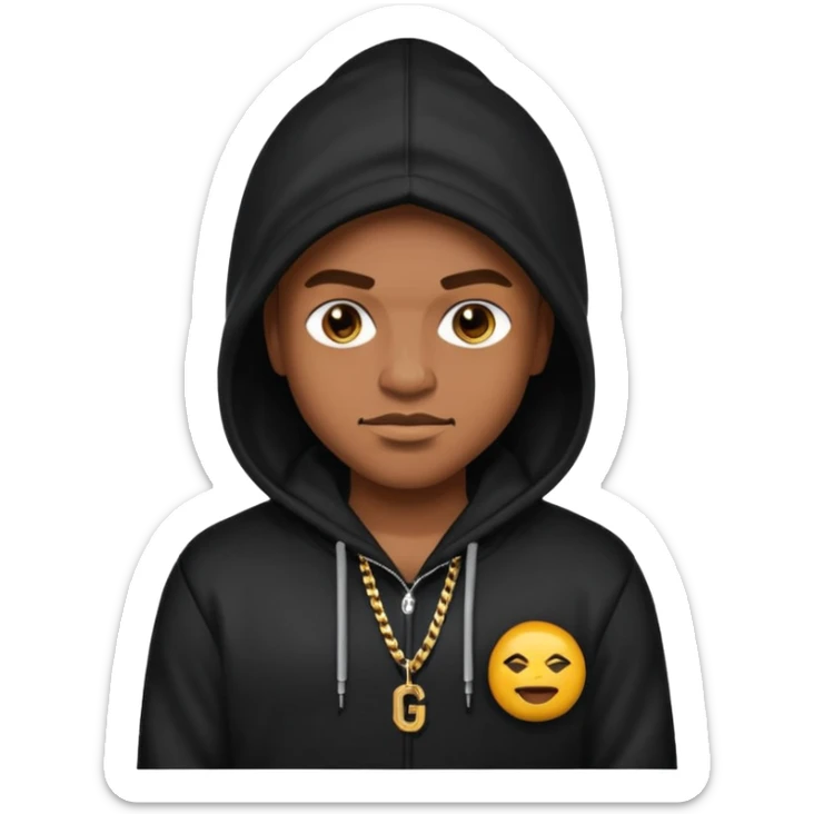 gangster emoji, modern street style, hoodie, bling, smirk sticker