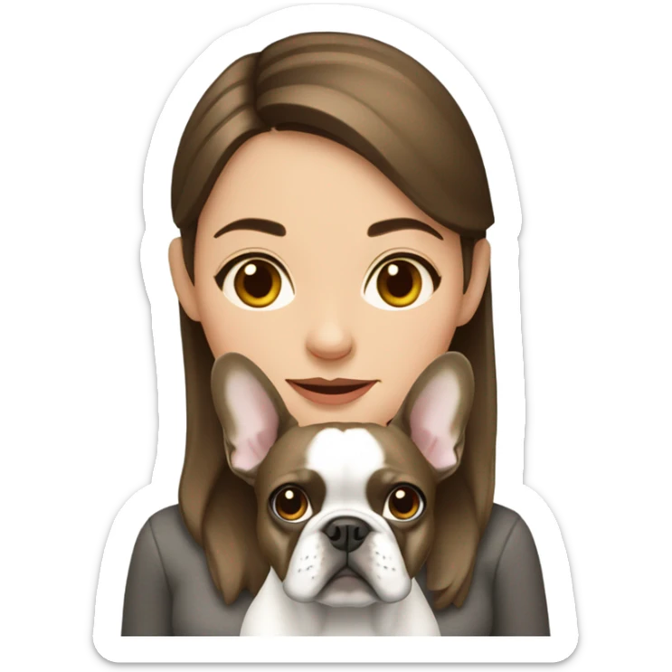 Brown hair Girl with gray French bulldog sticker