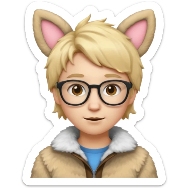 Nerd emoji stoj short blonde hair that has furry suit and furry ears sticker