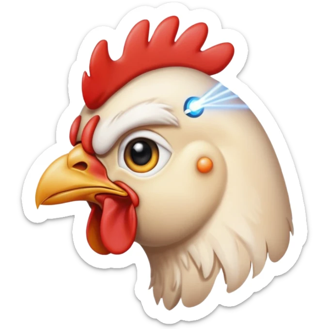 side portrait of a chicken with a laser shooting out of its eye sticker