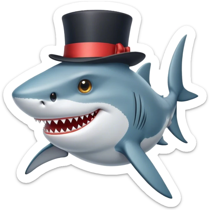 Shark with a top hat sticker