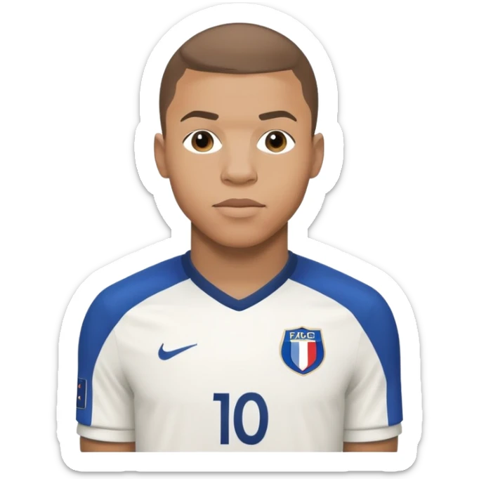 Kylian Mbappé soccer player in France jersey number 10 sticker