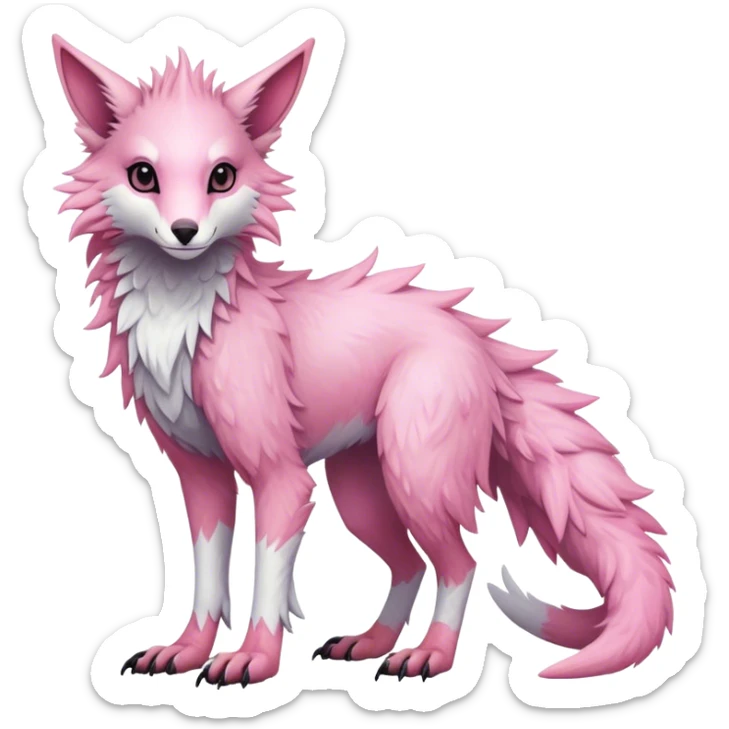 Feral Rare Fantasy cute pastel pink Vernid-Sergal-Trico-species by LiLaiRa, markings, full body, 4 legs sticker