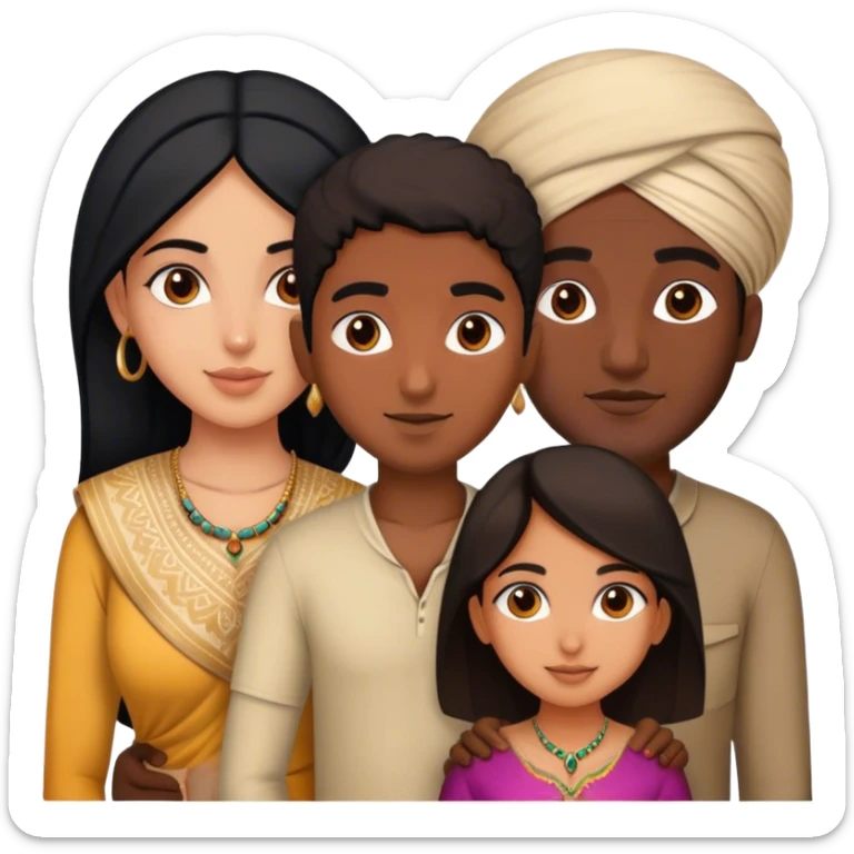 5 bestfriends: 2 North African men, 1 Iranian girl, 1 Indian girl, 1 black man sticker