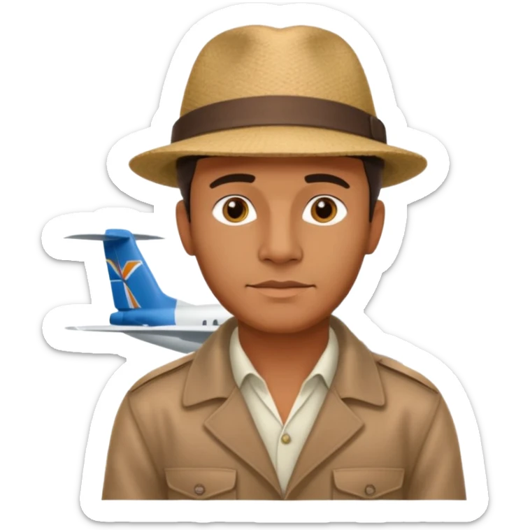 homme créole réunionnais avec chapeau arrive avion a gillot sticker