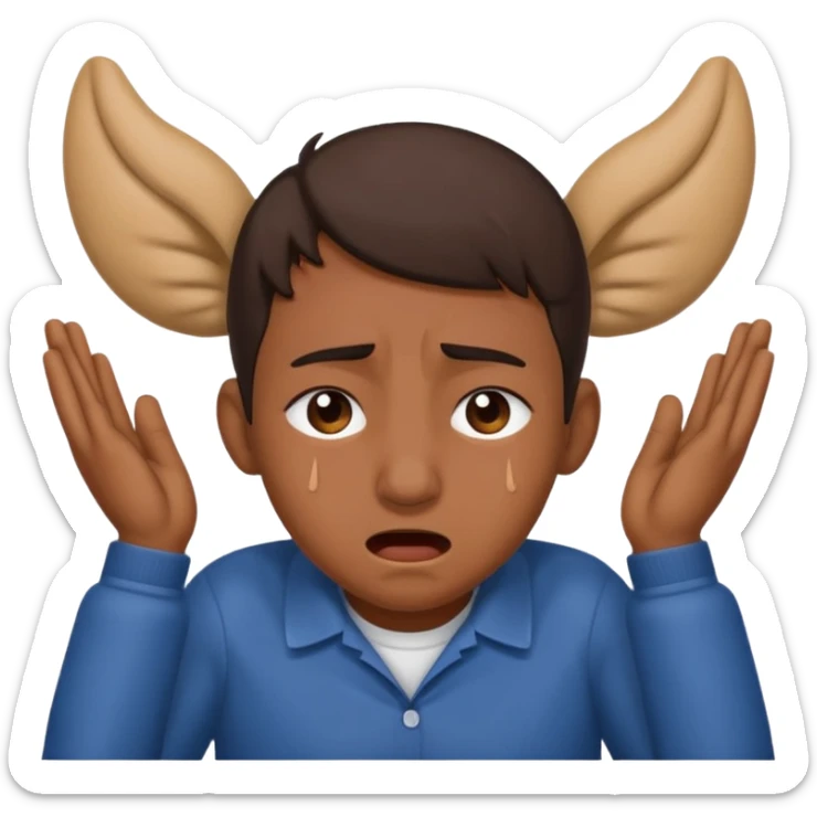 person covering ears, wincing in pain because the sound is terribly loud sticker