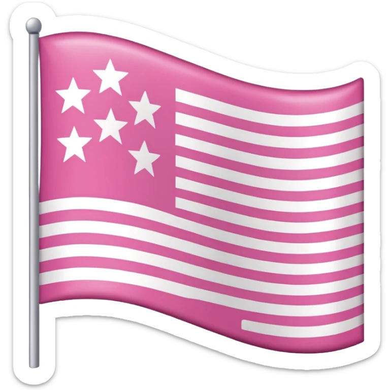 pink american flag without flagpole, pink and white stripes and dark pink background with white stars sticker