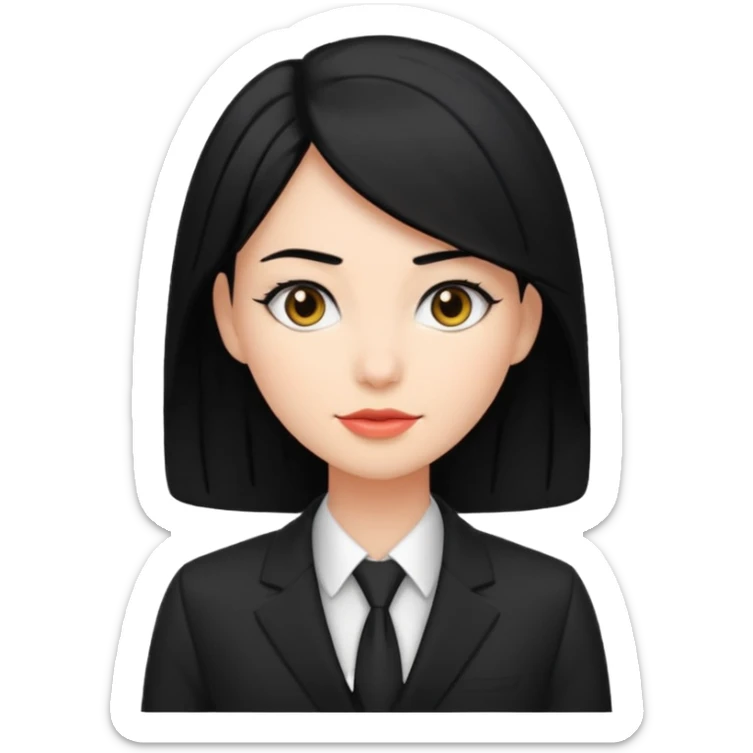 👩🏻‍⚖️ i need an image like this for a political analays with black hair and blck suit sticker