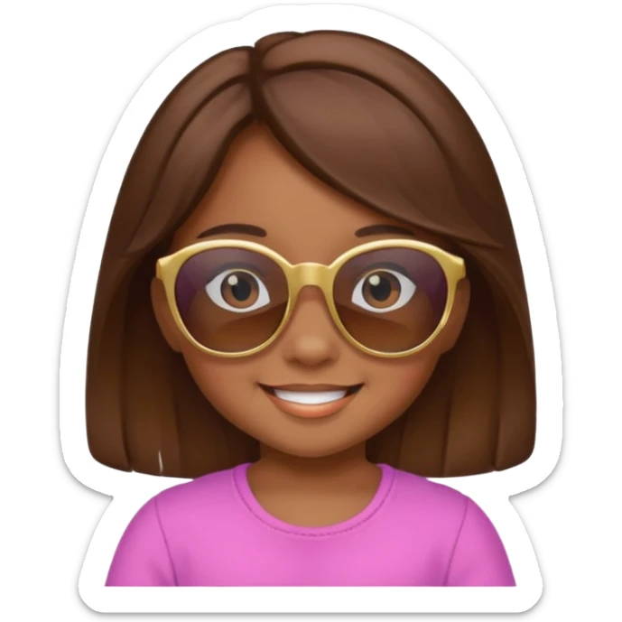 A Baby girl wiht Brown Hair and a sunn Glases sticker