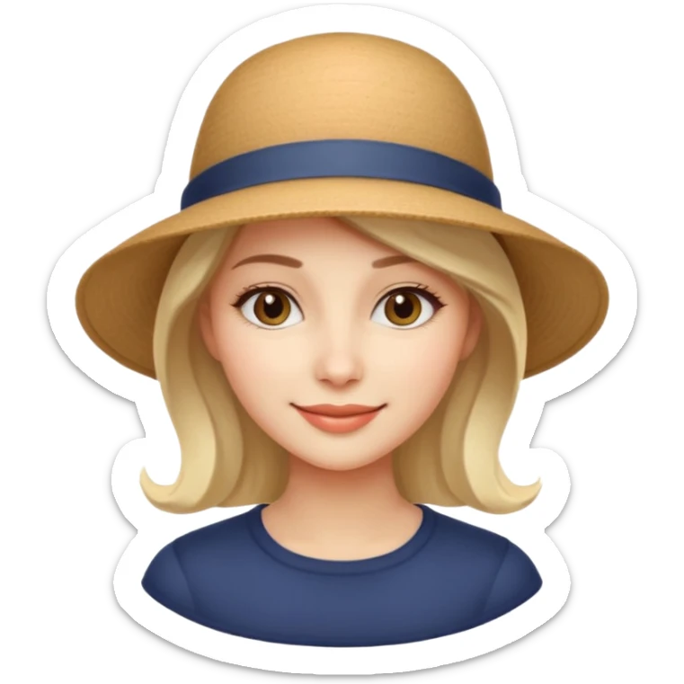 A realistic portrait of a woman wearing a stylish hat, soft shadows on her face, gentle smile, natural skin texture, cinematic lighting
 sticker