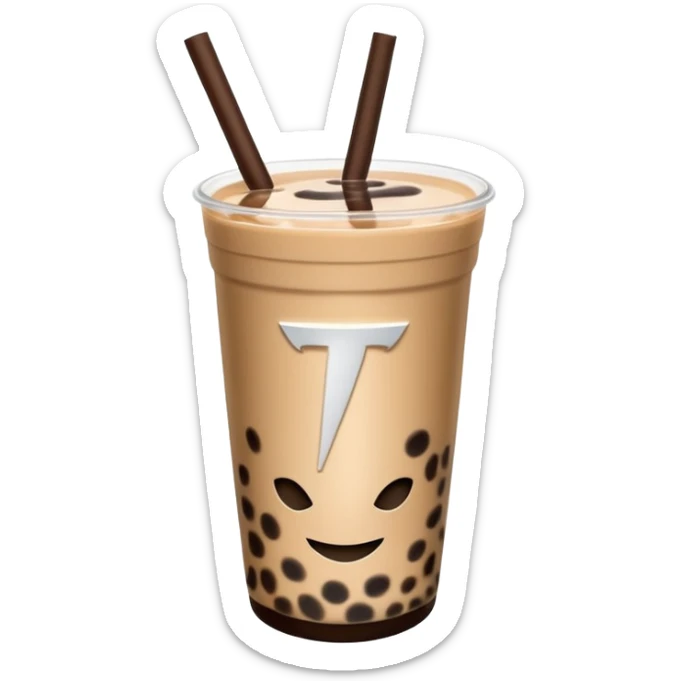 Boba tea in tesla, without a person and with the tesla logo keep the boba tea like that and make it the car and the boba tea how it was and boba tea more without a face just a little smaller to go on pinterest sticker