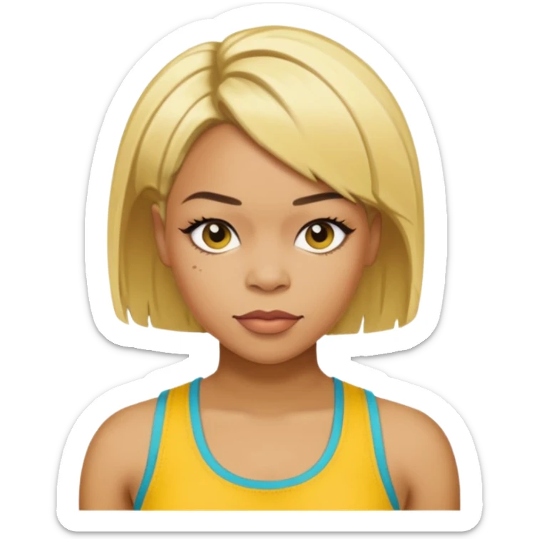 Tionne T-Boz Watkins short blonde hair, yellow tank top sticker