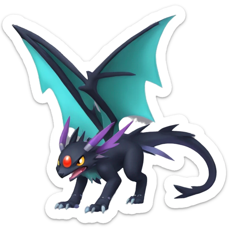 Edgy Cool Nargacuga-Noivern-Pokémon-fusion-cat Full Body sticker