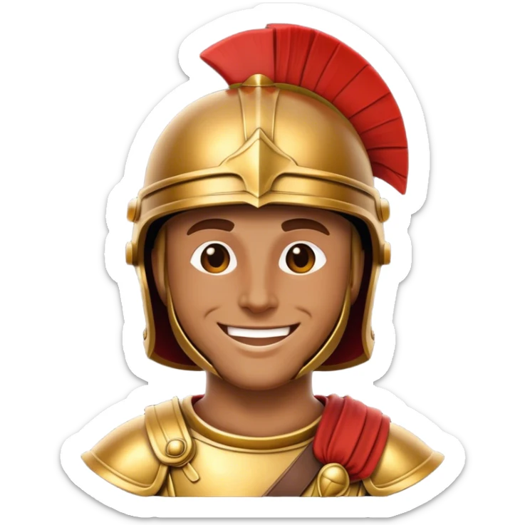 Cinematic Realistic Botero Bronze Roman fat Soldier Emoji. sticker