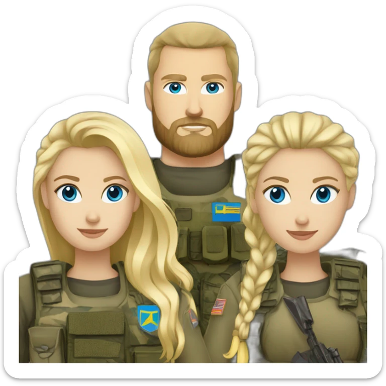 ukrainian military blonde with a beard and blue eyes who looks like ragnar lodbrok sticker