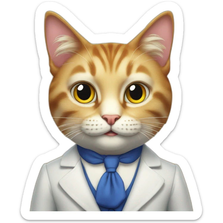 Cat from alice in wonderland but make him a sales man that collects a lot of money from clients sticker