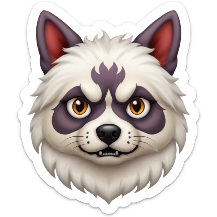 tattooed scary looking dog with heavy face tattoes, white dog sticker