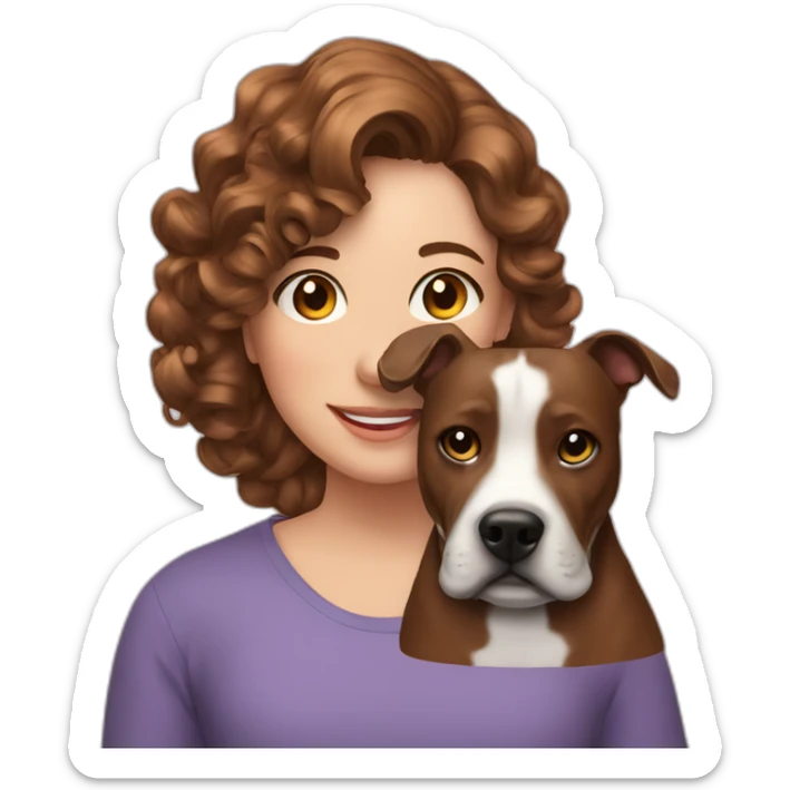 Family photo girl with curled hair and staffy dog sticker