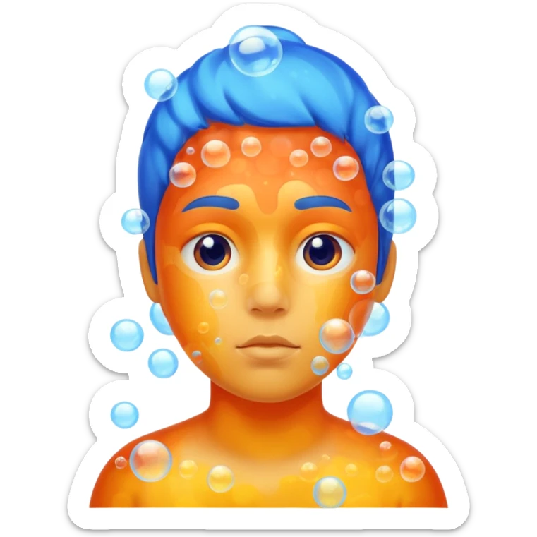 Person made out of bubbles breathing in 3 types of fire sticker
