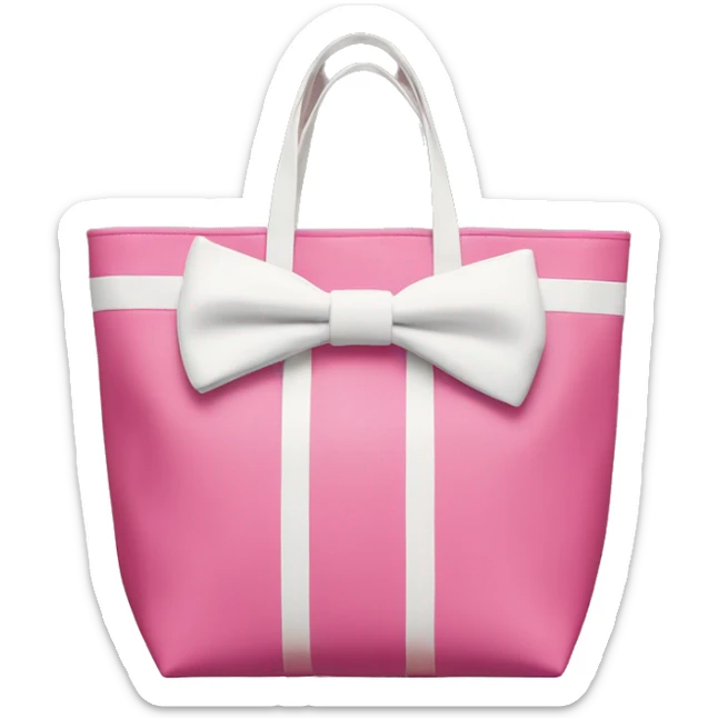 pink lacoste tote bag with one white bow on left side of the bag  sticker