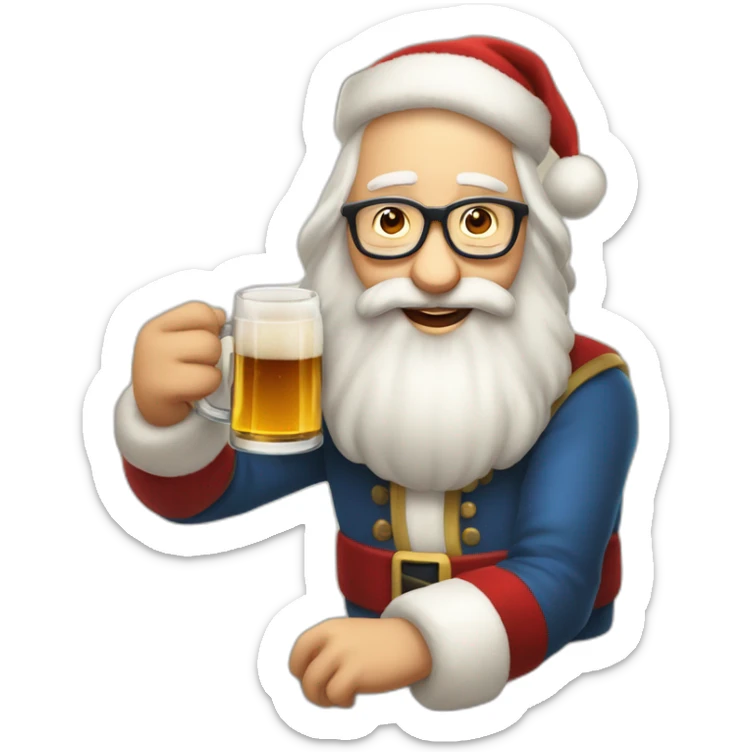 Père Noël qui offre un verre de bière à un enfant sticker