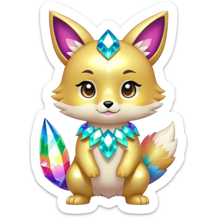 Cute Kawaii Chibi Anthro Sona Pretty Shiny Colorful Sparkly Fakemon Full Body sticker
