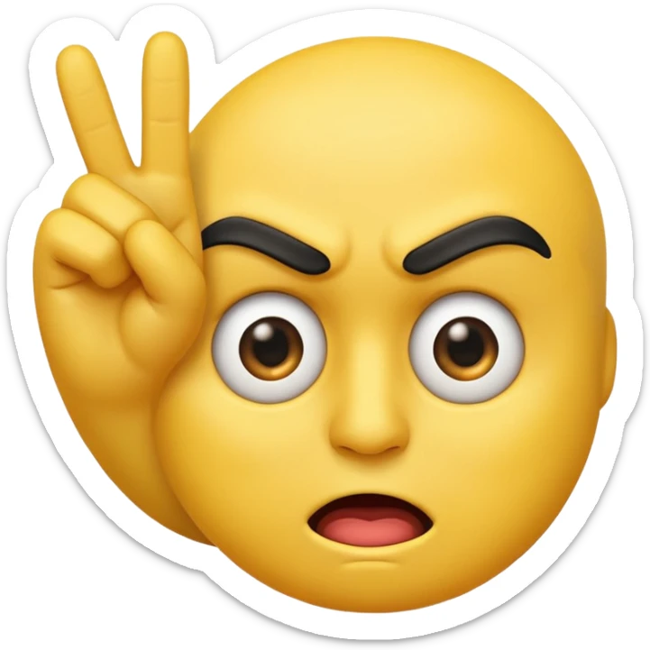 haz un emoji muy enojado mirandome con una mano delante que con dos dedos segnale los ojos, un dedo a ojo sticker
