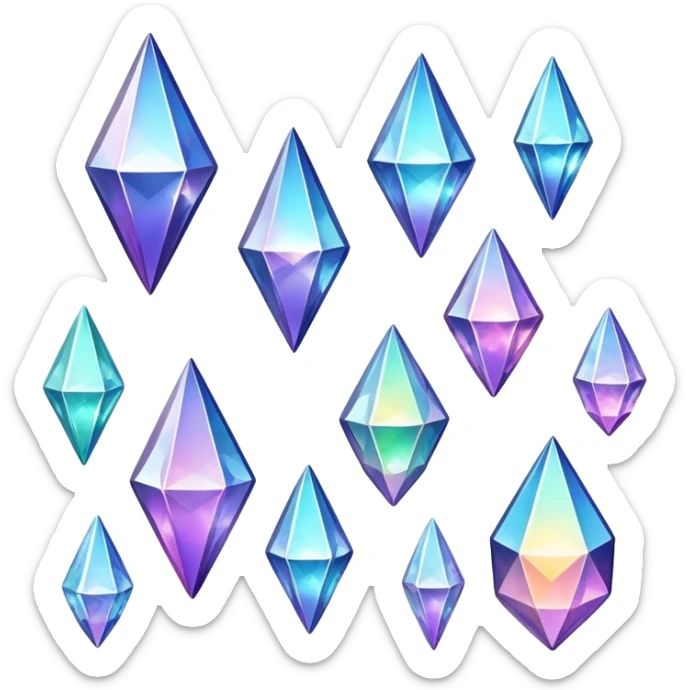 Iridescent big giant glistening glossy sparkly shiny glittery hanging crystals decorations sticker