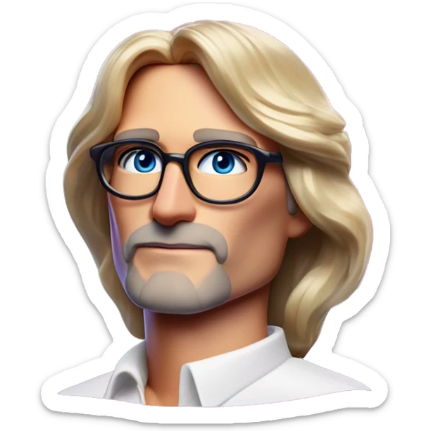 Synthwave Steve Jobs in Barbie style, oil paint, epic eyes, intricate lips, exquisite pose, beautiful, desirable, logical, Midsommar sticker