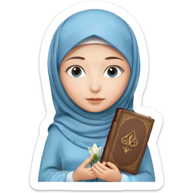 Turkish beautiful finish Konya girl blue eyes with hijab and lily dress have Quran  sticker