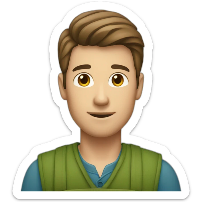 A male farmer, fair and clean-shaven(brown hair and hair between green and blue) sticker