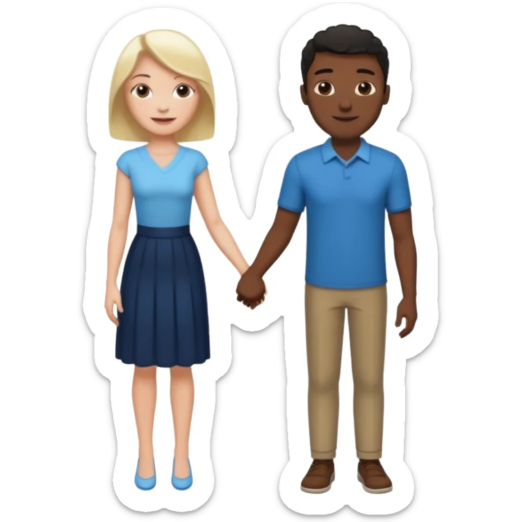 tall White English Woman and Black DC urban guy holding hands and in love sticker
